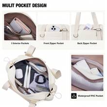 Women's Small Gym Bag 2 Set Mini Gym Duffel Bag With Wet Compartment And Coin Pocket, Gym Tote Bag For Workout/Sports/Travel, Beige - 米色 - 查看 3