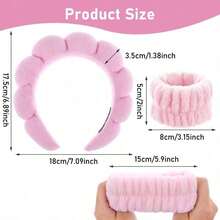 1 faixa de cabeça para lavagem facial/2 pulseiras para lavagem facial/3 conjuntos de faixas de cabeça para hidroterapia, faixas de cabeça para maquiagem, faixas de cabeça para lavagem facial, faixas de cabeça para cuidados com a pele, faixas de cabeça de esponja fofa de veludo rosa, laços, bolhas, faixas de cabeça para hidroterapia, pulseiras, conjunto de acessórios de cabelo femininos e femininos