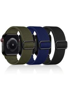 chinbersky 3 paquetes de banda elástica tipo lazo compatible con la banda del de 38 mm, 40 mm, 41 mm, 42 mm, 44 mm, 45 mm, 46 mm, 49 mm para mujeres y hombres, correa elástica deportiva ajustable de nailon para Series Ultra/SE/10/9/8/7/6/5/4/3/2/1