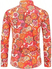 70s Outfits For Men Long Sleeve Casual Button Down 70s Disco Retro Paisley Shirt 70s Floral Vintage Hip Hop Shirts-20256688 - 顏色---2 - 查看 4