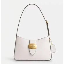 Coach COACH Women's Eliza 25 Half Moon Bag Solid Color With Non-Detachable Strap Buckle Closure Convertible Shoulder Handheld Medium Size Chalk White CP004