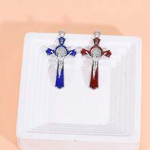 6pcs Assorted Color Zinc Alloy Cross Pendant, DIY Jewelry Accessories