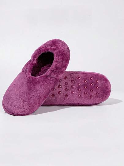 1双法兰绒地板腿套，纯色，保暖，柔软，加厚，防滑，静音软底家居拖鞋，适合秋冬季节，舒适保暖