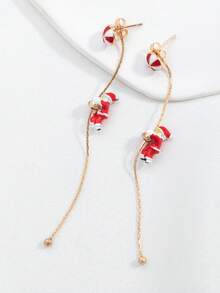 1 pieza Pendientes lindos de la serie navideña de dibujos animados de Santa Claus trepando a un árbol, populares en Europa y América