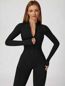 MASKERT Bộ áo liền quần nữ, thoải mái và thân thiện với da, chất liệu co giãn cao, thích hợp cho thể thao và yoga. - màu đen - Xem 4