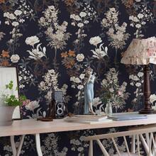 Floral Peel And Stick Wallpaper Vintage Floral Contact Paper 16.1inchx118.1inch Boho Flower Removable Wallpaper Dark Flower Self Adhesive Contact Paper Cabinets And Drawer Vinyl Roll - 16.1 英寸 x 118.1 英寸 - 查看 7