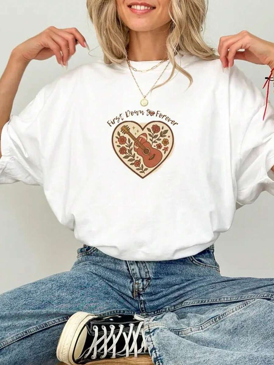 First Down To Forever Tee,Swift Inspired Football Wedding Shirt - 白色 - 查看 1