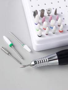 FULL BEAUTY 100孔白色空美甲钻头收纳盒磨光头钻头架展示架美甲钻头收纳盒塑料美甲架美甲用品 - 彩色 - 查看 2