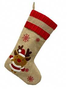 1 buc. Șosete de Crăciun din pânză de sac, șosete rustice, Moș Crăciun, om de zăpadă, reni, personaje de Crăciun, decorațiuni de sărbători în familie, șosete agățate de Crăciun, brad de Crăciun, șemineu (fulgi de zăpadă de Crăciun), decorațiuni de Crăciun, decor de cameră de iarnă