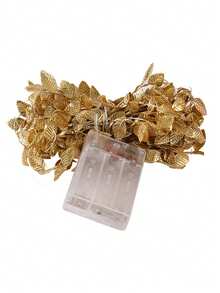 金色叶子串灯，100厘米/10颗LED灯。适用于室内装饰和节日装饰。电池供电，一套浪漫的金色叶子仙子，宛如金色箔纸装饰灯串，适合室内使用，包括餐厅、卧室和客厅。是婚礼、派对、生日和周年纪念日的完美之选。是所有季节的最佳礼物（不含电池）。 - 金色 - 查看 12