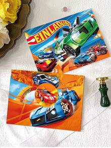 Hot Wheels Birthday Party Invitation Card Envelope, Car-Themed Birthday Party Invitation Set, Christmas, Halloween And Thanksgiving Party Invitation Envelopes. - Multicolor - View 3