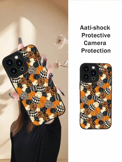 1 Ốp lưng điện thoại họa tiết bí ngô 2D cổ điển tối giản có viền camera nhô cao bằng TPU bảo vệ cạnh, phù hợp với Apple 17/16/15/14/13/12/11 Pro Max và Galaxy S24/S23/S22/S21/A54/A53/A52/A34/A15, quà tặng dễ thương cho bạn bè, gia đình, cặp đôi, chính bạn vào ngày sinh nhật