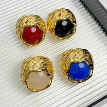 1 pieza Anillo abierto de diseño único vintage con piedra natural exagerada, ágata negra, lapislázuli, cristal blanco, lava, adecuado para mujer para uso diario, citas, vacaciones, festivales de música, fiestas, Año Nuevo, Día de la Madre, regalo del Día de San Valentín