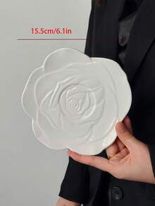 1/2/4 件不对称陶瓷玫瑰甜点盘，简约欧式花形陶瓷餐盘，多件装，适合家庭零食、水果、蛋糕、万圣节糖果、圣诞节零食、下午茶和咖啡 - 彩色 - 查看 2