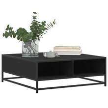 Coffee Table Black 80x80x30 Cm Engineered Wood And Metal - Black - View 5