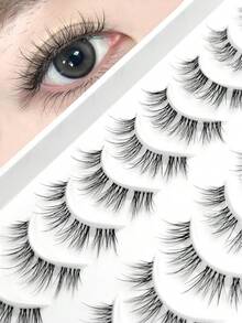 Asiteo 10 Pairs Lightweight, Wispy, Natural-Looking, Fresh And Transparent False Eyelashes. Each Lash Is Clearly Defined, Just Like Real Lashes. - Black - View 3