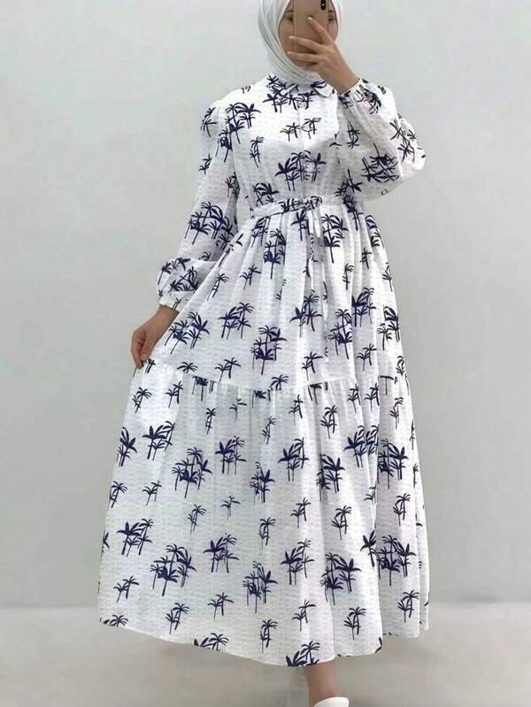 Women's Fashionable Casual Printed Long Sleeve Dress, Suitable For All Seasons
