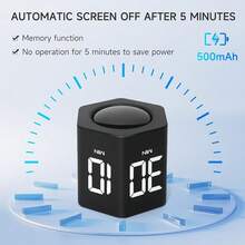 SULVGO Ticktime Tomato Timer Efficiency Timer Cube, Hexagon Flip Page Clock, Supports Pause And Resume, Mute And Adjustable Sound Reminder, Suitable For Work, Office, ADHD, Study, Tasks, Can Set 1/5/10/30/60 Minutes And Custom Countdown - Black - Black - View 6