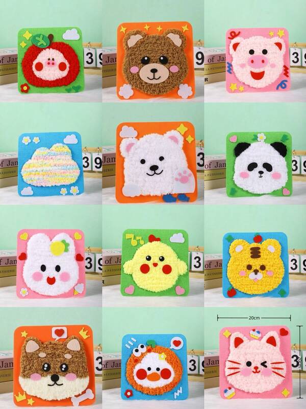 Kit de costura com tema animal para iniciantes - 1/3/12 peças - 4 ferramentas e materiais, conjunto criativo para fazer bonecas e decorações artesanais