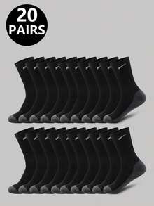 5 Pairs/10 Pairs/20 Pairs Of Men's Casual Socks, Medium Length Socks, White Socks, Winter Socks, Black Socks,Sports, Two Styles To Choose From (Thin/Thick)