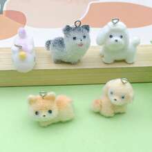 2/5 件可爱树脂柯基犬泰迪兔雕像饰物，带毛绒树脂 3D 动物吊坠，适用于 DIY 钥匙扣手链项链耳环珠宝制作工艺品配件 - 白色 - 查看 19
