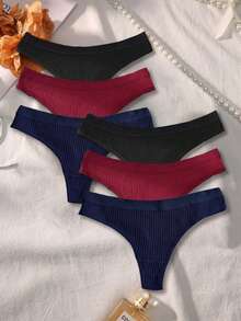 6件套罗纹舒适丁字裤和T字后背无缝套装