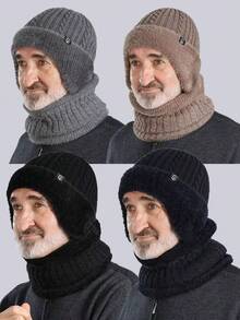 1 pieza Gorro térmico de hombre para otoño/invierno, cómodo y cálido, adecuado para actividades al aire libre, caminar, ciclismo, reuniones - Negro - Ver 1