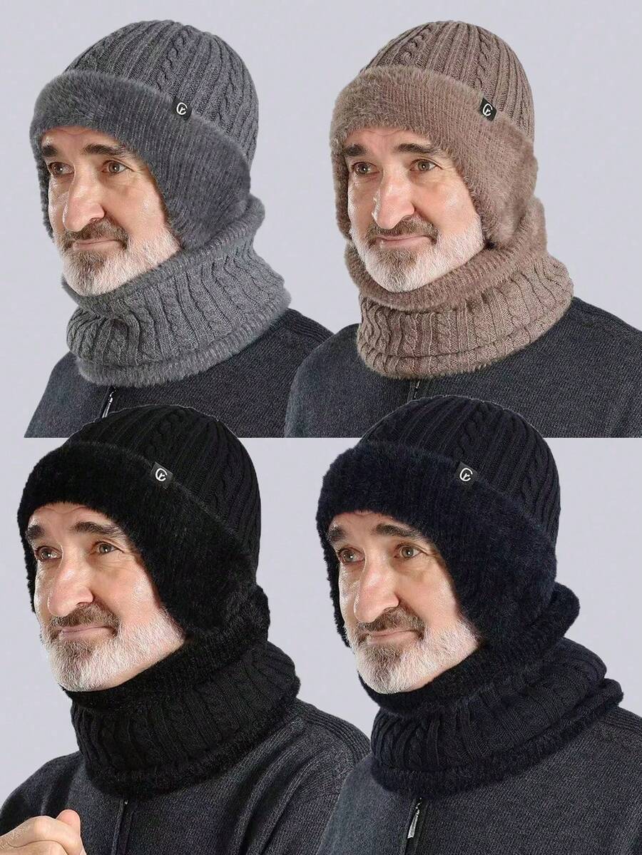 1 pieza Gorro térmico de hombre para otoño/invierno, cómodo y cálido, adecuado para actividades al aire libre, caminar, ciclismo, reuniones - Negro - Ver 1