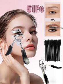 Set Arricciaciglia: 1 Arricciaciglia di Alta Qualità + 50 Pennelli per Mascara, Soluzione Monouso per le Esigenze delle ciglie, Niente Più Acquisti Ripetuti. Arricciaciglia Manuale Delicato, Arriccia Facilmente le ciglie. Adatto per Uso Domestico e Commerciale, Adatto Anche per la Distribuzione Commerciale, Trucco, Economico, Decorazione della Stanza, Vanità, Viaggio, Camera da Letto, Accessori per il Trucco, Arricciaciglia