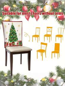 1 pièce Housse de chaise renne de Noël, housse de chaise décoration sapin de Noël Père Noël, décoration hivernale, décoration de Noël, décoration quotidienne de la maison, chaise de fête, décoration saisonnière, thème de Noël, texture douce, matériaux de haute qualité, housse de chaise décorative décorations de Noël décoration de la pièce