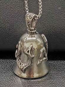 AD 1pc Light Gray Motorcycle Bicycle Bell Accessory, Safety Riding Protection, Vintage Punk Motorcycle Angel Bell, Electroplated Stainless Steel Lucky Riding Bell With Angel Wings