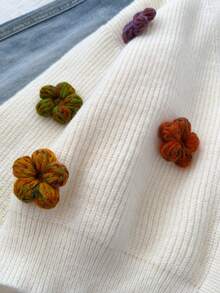 1pc 3D Floral Lantern Sleeve Cardigan, Fashion Knitted Sweater Suitable For Spring And Autumn