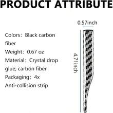 4 tiras anticolisiones para espejo retrovisor de coche, pegatinas y calcomanas de fibra de carbono brillante, accesorios exteriores universales para espejo de visin lateral - Negro - - Ver 2