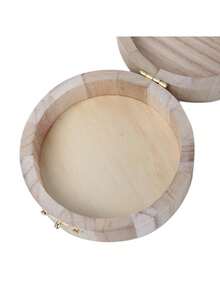 1pcVintage Wooden Jewelry Storage Box With Lid - Decorative Round Wood Container For Gifts, Keepsakes, Trinkets - Elegant Brass Clasp Closure Back To School - Multicolor - View 7