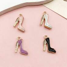 5/10 件滴漆高跟鞋饰物套装（4 个黑色 + 各 2 个其他颜色） - 非常适合制作项链、手镯和耳环。