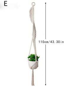 1pc White Woven Hanging Planter Basket, Handmade Cotton Rope Decorative Flower Pot Holder For Home, Farmhouse