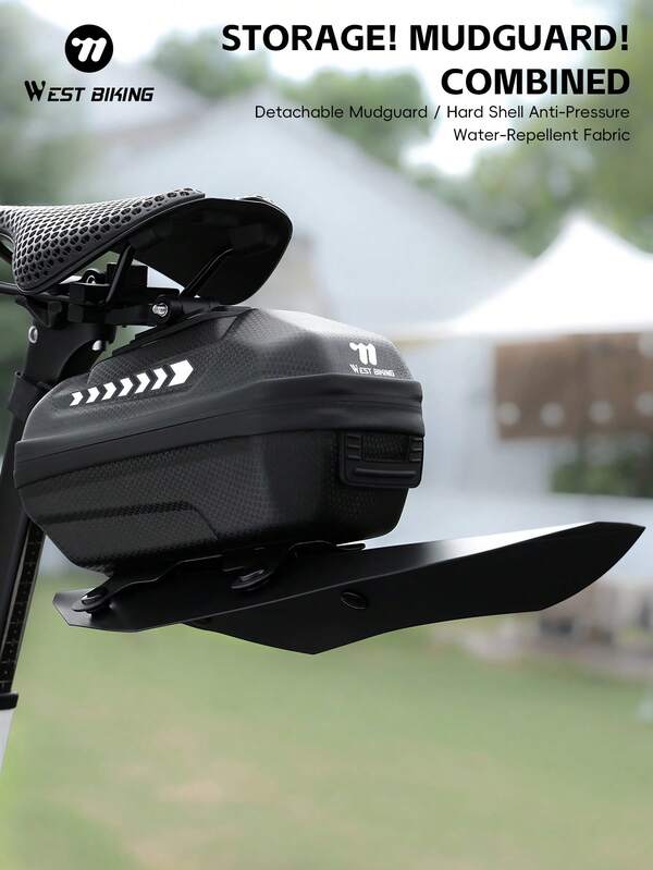 WEST BIKING WEST BIKING Hard-Shell Bicycle Tail Bag With Mudguard - Secure Rear Seatpost Bag For Road Bikes & Mountain Bikes, Water-Resistant Cycling Gear