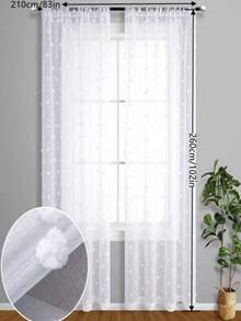 2pcs European And American Minimalist White Fluffy Ball Decorative Sheer Curtains For Kitchen, Living Room, Balcony - White - View 12