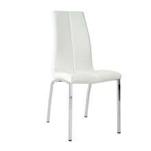 Set Of 4 Dining Chairs, Modern Kitchen Chairs With PU Leather Soft Padding And Silver-Plated Metal Legs, For Dining Rooms And Kitchens, White And Silver. - 白色+銀色 - 查看 5