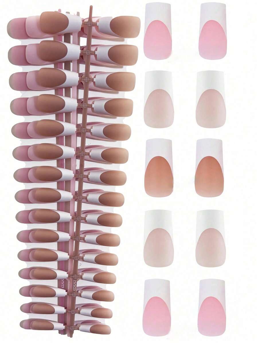 150 Stücke mittelgroße rechteckige französische Nägel - verschiedene Farben, gepresste französische quadratische 3-in-1 Gel-Falschnägel, 15 Größen für DIY-Nägel, dauerhafte Falschnägel, geeignet für Frauen und Nagelstudios