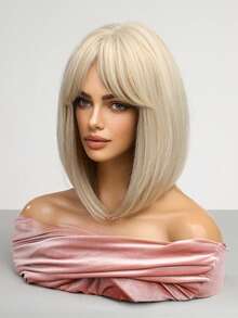 14英寸可爱金色波波头假发，适合女性，耐热合成纤维材质，是角色扮演、派对、四季皆宜的理想之选 - 限时音乐节 - 金色 - 查看 6