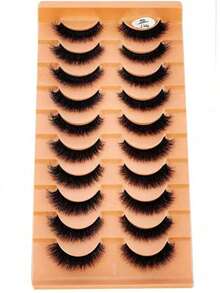 10 perechi de gene false 3D naturale din nurcă, moi și pufoase, set de machiaj, extensii de gene din nurcă, gene scurte
