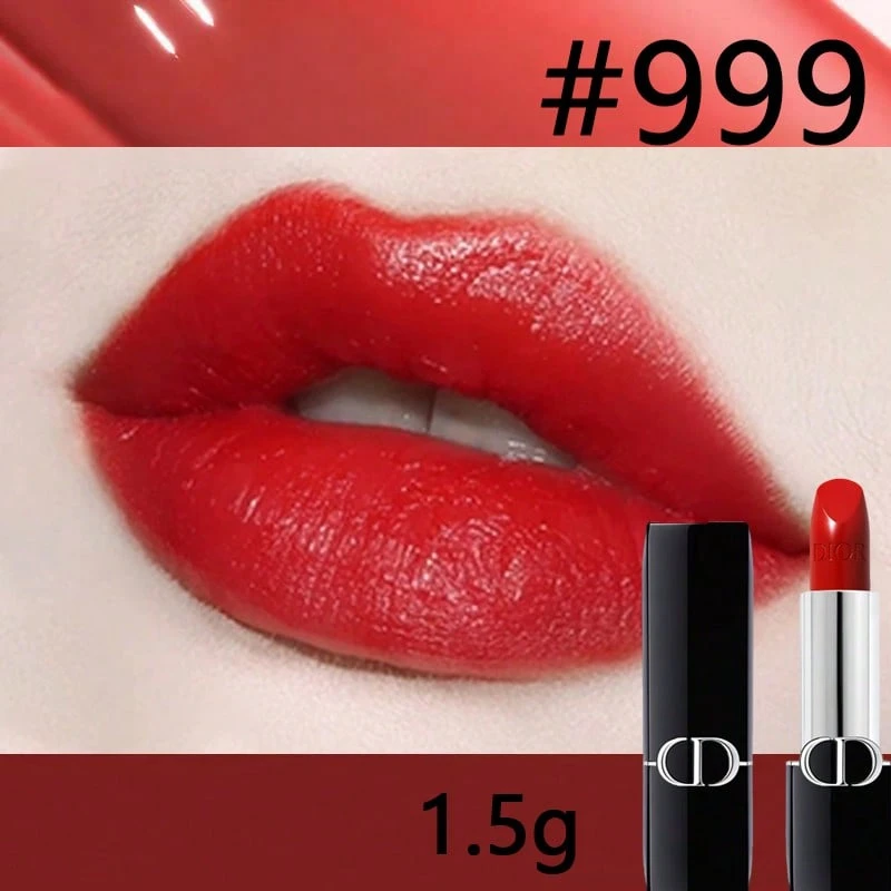 Christian Dior Rouge Dior Couture 彩色唇膏，#999 传奇红色缎面效果，保湿持久唇膏，奢华正红色唇膏，旅行装 1.5g/0.05 盎司 - Red #999 - 查看 1