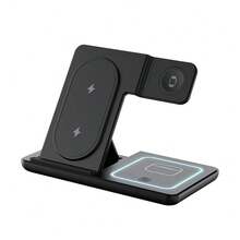 AmSengo 15W LED Fast Wireless Charger Stand 3 In 1 Foldable Charging Station For IPhone 16 15 14 13 12 11 Watch 9 8 7 6 5 Pro