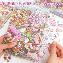 1 Book 3D DIY Miniature Scene Stickers, Includes 20 Scenes & 30 Sticker Elements - Cartoon Design, Reusable, Self-Adhesive, With 1 Metal Tweezer For Easy Placement, Suitable For Relaxation, Teahouse And Party Decoration, Party Decor | Cute Design | Durable Stickers - Multicolor - View 5