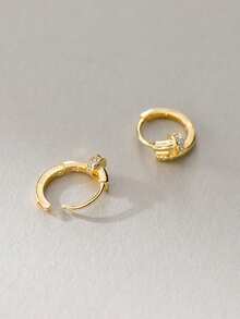 1 Peça Brinco Argola Geométrico Circular Cravejado de Diamantes em Prata 925, Adequado para Uso Diário, Elegante e Versátil, e um Excelente Presente para Namoradas, Mães e Irmãs.