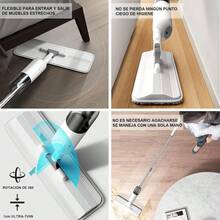 Trapeador Microfibra,  Trapeador con Atomizador,  Spray para Limpieza 360 °   Giratorio Trapeador Magic con 6 Almohadillas y 1 Cepillo, Fregona Plana para Hogar Suelos de Madera, Laminado y Mármol - 1 - Ver 5