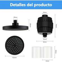 Kammoy Ducha de Lluvia de Alta Presión con Filtro, 6 Cabeza de Ducha Antióxido, [35 Capas de Filtrado], Cabezal de ducha circular de alta presión,con 2 Cartuchos Filtrantes y Todos Los Accesorios - 1 - Ver 6