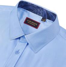 Mens Dress Shirts Long Sleeve Dress Shirts For Men Inner Contrast Button Down Casual Shirts For Men Big And Tall-20256688 - N # Đen-đỏ - Xem 5