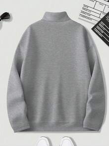 Plus Size Men's Los Angeles Letter Print Zip-Up Casual Sweatshirt, Loose Fit Long Sleeve, Autumn/Winter